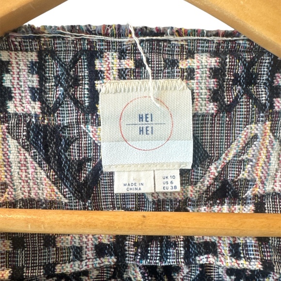 Hei‎ Hei Anthropologie Textured Jacquard Full Zip Faifo Jacket Aztec Sz 6 Office - Picture 2 of 6